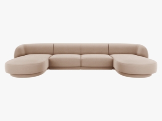 Micadoni Panorama-Sofa Miley 5-Sitzer Samt Bluvel Cappuccino