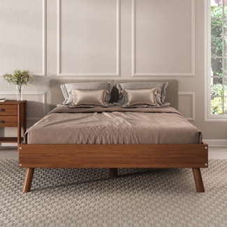 IDIMEX Futonbett KARRI, modernes Massivholzbett 140x200cm ohne Kopfteil kastanienfarben