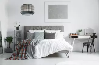 BPS Koncept DUM-021 Hängeleuchte DOBLO PVC-Kunststoff, gepolstert grau 1xE27 60W H:109cm Ø40cm dimmbar