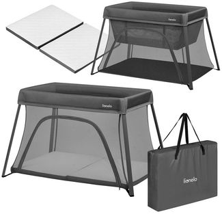 Lionelo Alice 3-in-1 Reisebett Laufgitter von 0 bis 15 kg Schaumstoffmatratze, 2 Höhenstufen, faltbar, klein, leicht, Seiteneinstieg, Reisetasche