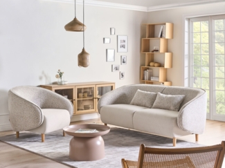 Beliani 'UMEA' Sofa Set, Stoff hellbeige