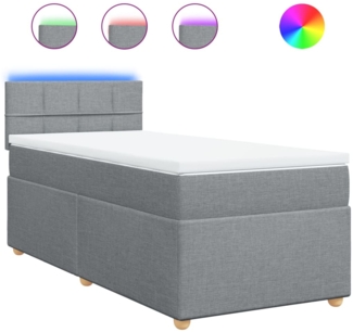 vidaXL Boxspringbett mit Matratze Hellgrau 100x200 cm Stoff 3288891