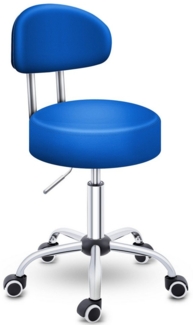 TRESKO Drehhocker Rollhocker mit Lehne, Arbeitshocker höhenverstellbar 46-58 cm, Bürostuhl mit Rollen Hocker Drehstuhl Kosmetikhocker