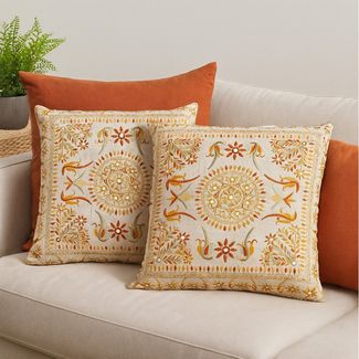 Marrakesch Orient & Mediterran Interior Zierkissen Handgefertigter Kissenbezug Lodge Braun 50x50cm, Boho Vintage Deko, (1 St)