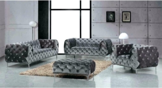 JVmoebel Sofa Graue Designer Luxus Wohnlandschaft Chesterfield Polster Sofa Sitz, Made in Europa