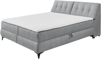 Boxbett >ATLANTIS 6< Liegefläche 180x200 cm, Bezug in grey - 185x102x240cm (BxHxT)