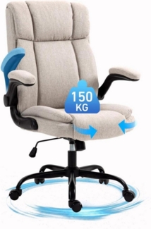 LuxusKollektion Bürostuhl Ergonomischer Bürostuhl mit Schaukelfunktion und Armlehnen in Beige