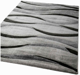 Vimoda Teppich hochwertiger Teppich Wohnzimmer Modern Wellenmuster, Rechteckig, Höhe: 12 mm, Hoch tief dichter, angenehmer Teppich in Grau Anthrazit Braun Beige