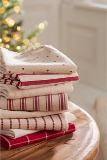 Ib Laursen Geschirrtuch Ib Laursen Geschirrtuch Holly Streifen Rot (50x70cm)