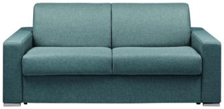 Vente-unique - Schlafsofa mit Matratze 3-Sitzer Stoff - Blau - Liegefläche: 140 cm - Matratzenhöhe: 18 cm mit Memory Schaum - CALITO