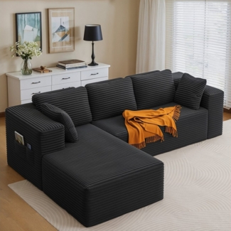 Bealife Ecksofa L-Form, B: 250cm, Keine Montage erforderlich, Modulares Design mit Polstern und Seitentaschen