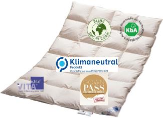 Vitaschlaf® Bio-Luxe-KBA TESTSIEGER W5 - WARM 100% GÄNSE Organic Daunendecke Deutsche Qualität Downpass 200x200cm