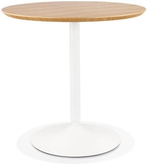 Kadima Design Tisch, Ø80 cm, Minimalistisch, Holz & Metall, Rund, Robust, Beige-Weiß