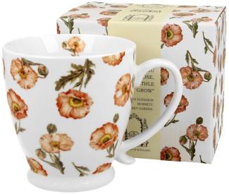 DUO FLORAL Jumbobecher 480 ml WILD POPPIES mit Fuß, New Bone China Porzellan