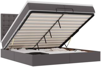 vidaXL Ottoman-Bett mit Matratzen & LEDs Grau 200x200 cm Kunstleder 3313873