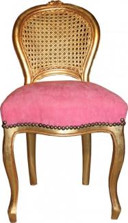 Casa Padrino Barock Damen Stuhl Rosa / Gold Schminkstuhl