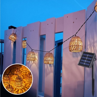 MUPOO Lichterkette 3.8 m Solar Gartenleuchten Wasserdicht Laternen-Lichterkette, für Außenbereich,Zaun und Garten