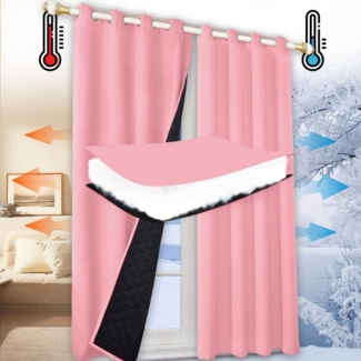Sunicol Gardine Blickdicht Thermovorhang mit Ösen, Verdunklungsvorhänge Kälteschutz (2 St), 7 Farben, Wärmeisolierend Gardinen für Wohnzimmer Schlafzimmer