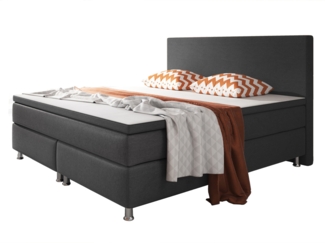 Boxspringbett Berlin 140x200 cm Webstoff Anthrazit