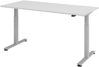bümö elektrisch höhenverstellbarer Schreibtisch grau 180x80 cm, Gestell: Silber - Büroschreibtisch höhenverstellbar elektrisch, elektrischer Bürotisch & Gaming Tisch, Stehschreibtisch, XMST-19-5-S