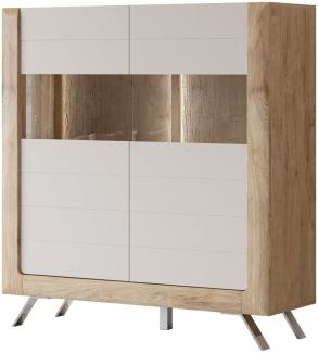 Highboard Stauraumschrank Kleve 128x44x137cm Eiche Harbor Gold Kashmir 2-türig