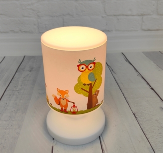 LED Akku Tischleuchte mit Waldtier Motiven per USB aufladbar, Höhe 20cm
