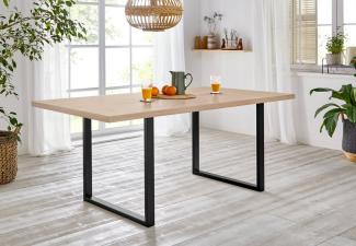 FORTE Tables Esstisch, Holzwerkstoff, Beige/Schwarz, 160 x 74,7 x 90 cm