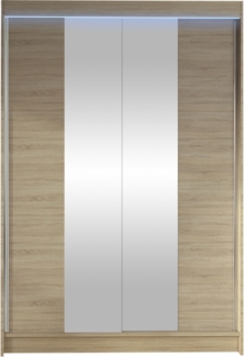 Kleiderschrank Lino II, mit RGB LED Beleuchtung, Farbe: Sonoma Eiche