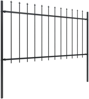 vidaXL Gartenzaun mit Speerspitze Stahl 1070 x 100 cm Schwarz 277616