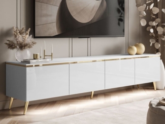 ALLHOUSE24 TV-Schrank NELLY Metallbeine LED Beleuchtung Sideboard mit verschiedene Farben Breite 200 cm