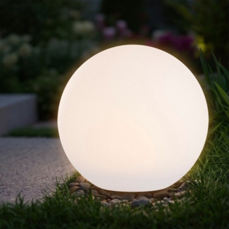 Spetebo LED Solarleuchte LED Solar Kugel mit Erdspieß - 30 cm - Garten Deko, Solar betrieben, LED fest integriert, warm weiß, mit IP67 Wasserschutz