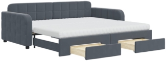 vidaXL Tagesbett Ausziehbar mit Schubladen Dunkelgrau 90x190 cm Samt 3197015