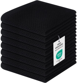 Geschirrtücher 8er Set 30x30 cm Schwarz Baumwolle Weich Saugfähig Premium