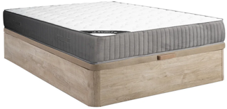 Vente-unique - Set aus Bettgestell mit Bettkasten + Kaltschaummatratze - 140 x 190 cm - Auflage aus Latex - Stärke 30 cm - Holzfarben hell - MALINO von YSMÉE