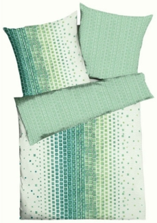 JACK Wendebettwäsche 135x200cm / 155x220cm Oxygen Jade Kaeppel, Seersucker, 2 teilig, Quadrate mit Farbverlauf in Türkis Grün, Offwhite