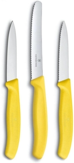 Victorinox | Swiss Classic Trio | 3-tlg. Gemüsemesser Set | ergonomische Griffe | Gelb | ideal für vielfältige Küchenaufgaben