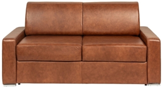 Vente-unique - Schlafsofa mit Matratze 4-Sitzer - Liegefläche 160 cm - Matratze 22 cm mit Memory-Schaum - Büffelleder - Vintage Caramel - CALITO