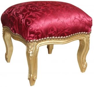 Casa Padrino Barock Fußhocker Bordeauxrot Muster / Gold - Antik Stil Möbel - Hocker