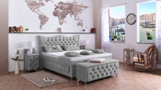 Meisterbetten Boxspringbett Rixi 200x200 in DS-Silbergrau, Matratzenbezug Optiflex, Ergoflex-Topper