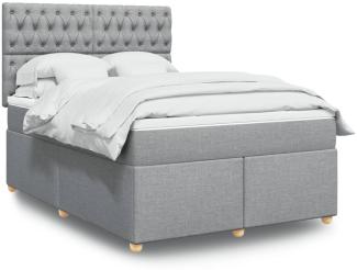 vidaXL Boxspringbett mit Matratze Hellgrau 140x190 cm Stoff 3293582