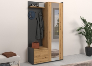 INOSIGN Garderobenschrank Kosmo mit Spiegel Maße 118 x 30 cm, Höhe 190 cm, Breite 110 cm