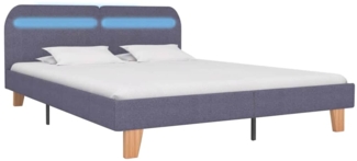 vidaXL Bettgestell mit LED ohne Matratze Hellgrau Stoff 150x200 cm 281079