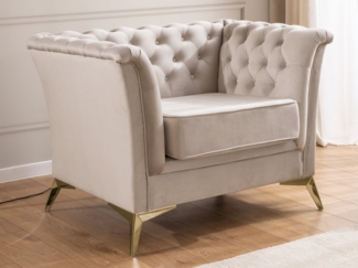 S-Style Möbel Chesterfield-Sessel Whitby aus Samt mit goldenen, silbernen oder schwarzen Füßen, mit Wellenfederung