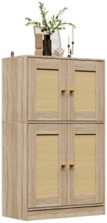 FUFU&GAGA Sideboard mit 4 Türen und 8 Fächern, Rattan Mehrzweckschrank