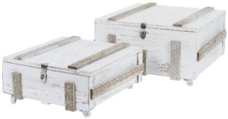 Casa Padrino Landhausstil Shabby Chic Holztruhen 2er Set Antik Weiß - Wohnzimmer Deko