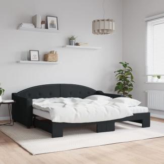 vidaXL Tagesbett Ausziehbar mit Matratzen Schwarz 90x190 cm Stoff