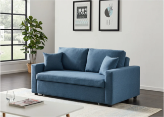 Vente-unique - Schlafsofa 3-Sitzer - Stoff - Blau - INIZOR