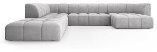 Micadoni Modulares Panorama Ecksofa Serena 7-Sitzer Links Strukturierter Stoff Hellgrau