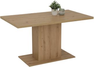 Säulen-Esstisch >Alex< in Artisan Eiche aus Holzwerkstoff - 138x76x80cm (BxHxT)