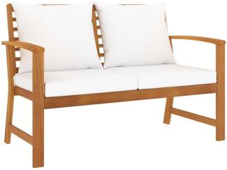 vidaXL Gartenbank 120 cm mit Creme Kissen Massivholz Akazie 318339